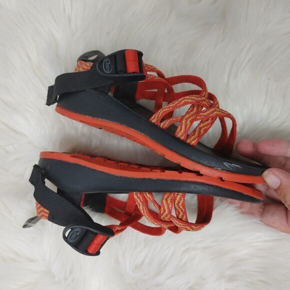 Size 13 Chaco Kid's ZX1 Ecotread Red Orange Yellow - Picture 3 of 5